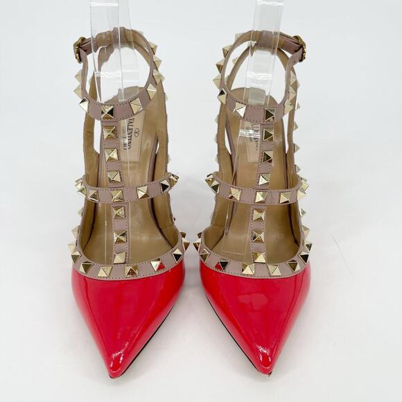 Valentino Garavani Coral Patent Leather Pointed Toe Rockstud Caged Heel EU 37.5 - Picture 6 of 16